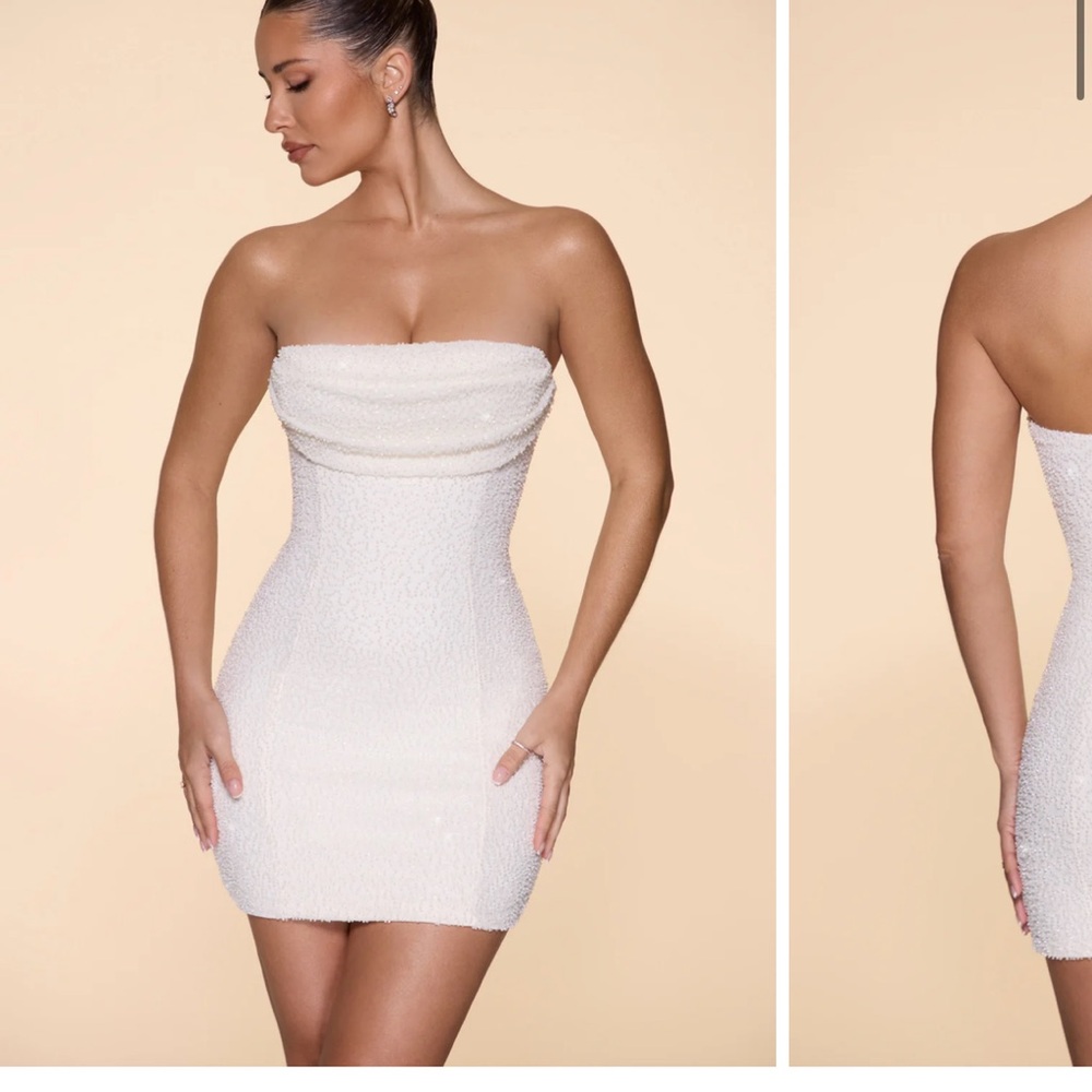 Oh Polly Cream Textured Dress